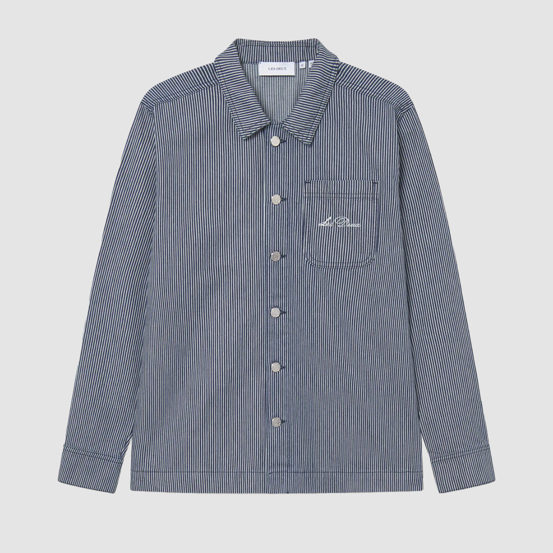 Steven Stripe Denim Overshirt Navy / Ivory