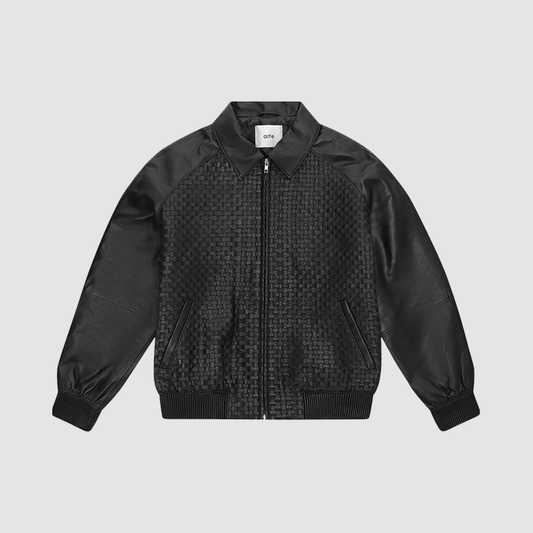 Square Leather Jacket Black