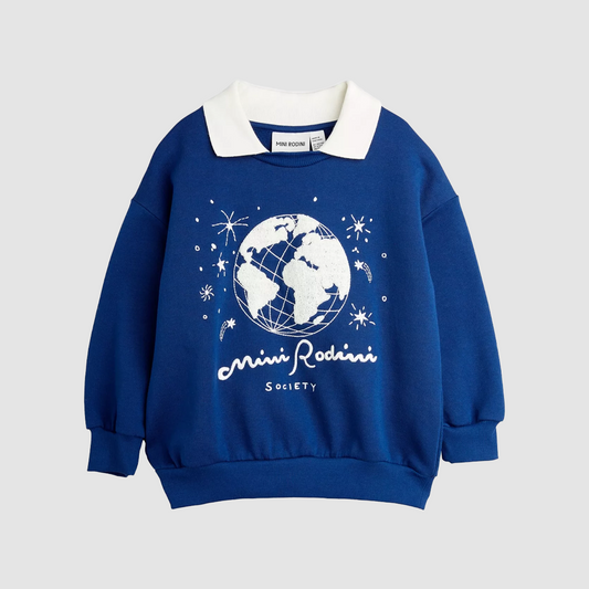 Mini Rodini Society Emb Collar Sweat Blue