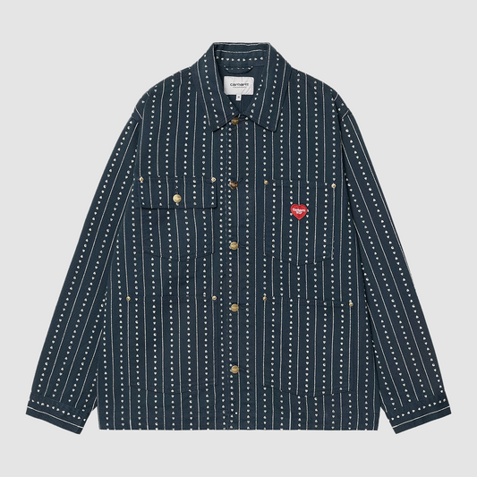 Drewe Chore Coat Heart C Pinstripe Ink / Natural Rinsed
