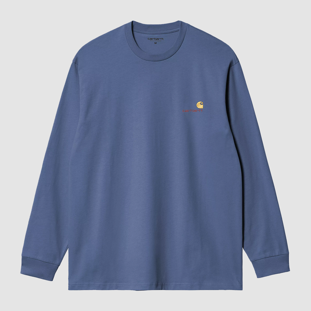 L/S American Script T-Shirt Blue Iris