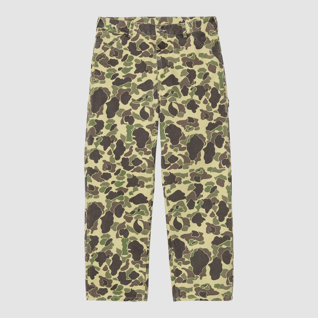 Duck Single Knee Pant Camo Green stone washed