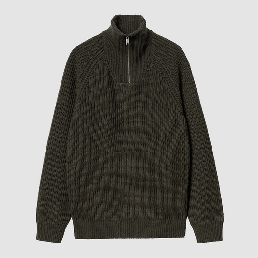 Marlon Half Zip Sweater Office Green
