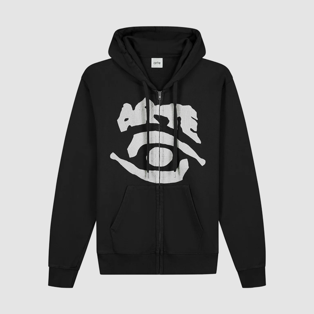 Eye Front Zip Hoodie Black