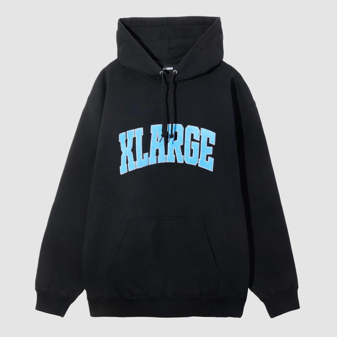 Chenille Logo Hooded Sweat Black