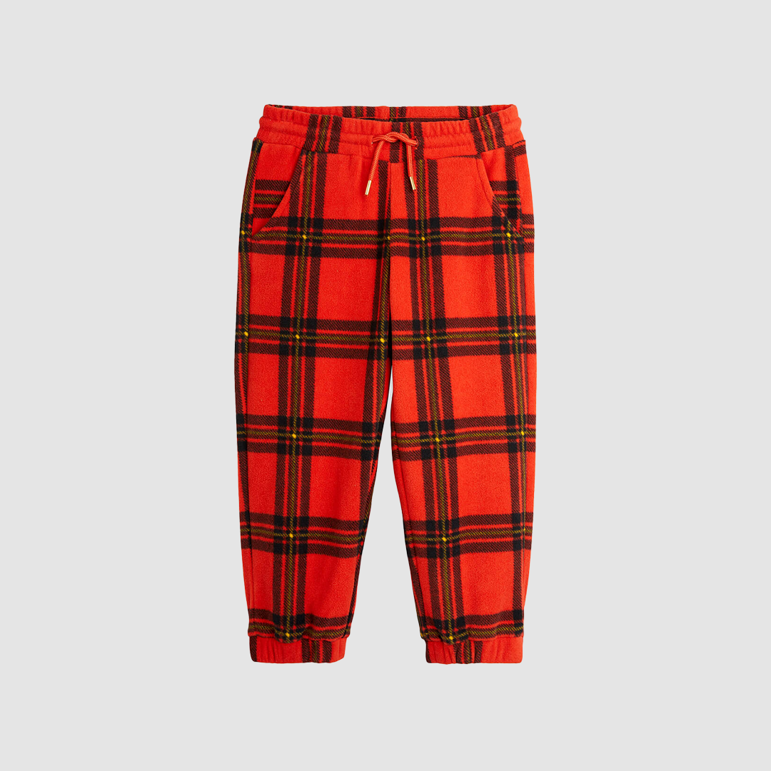 Check AOP Fleece Trousers Red