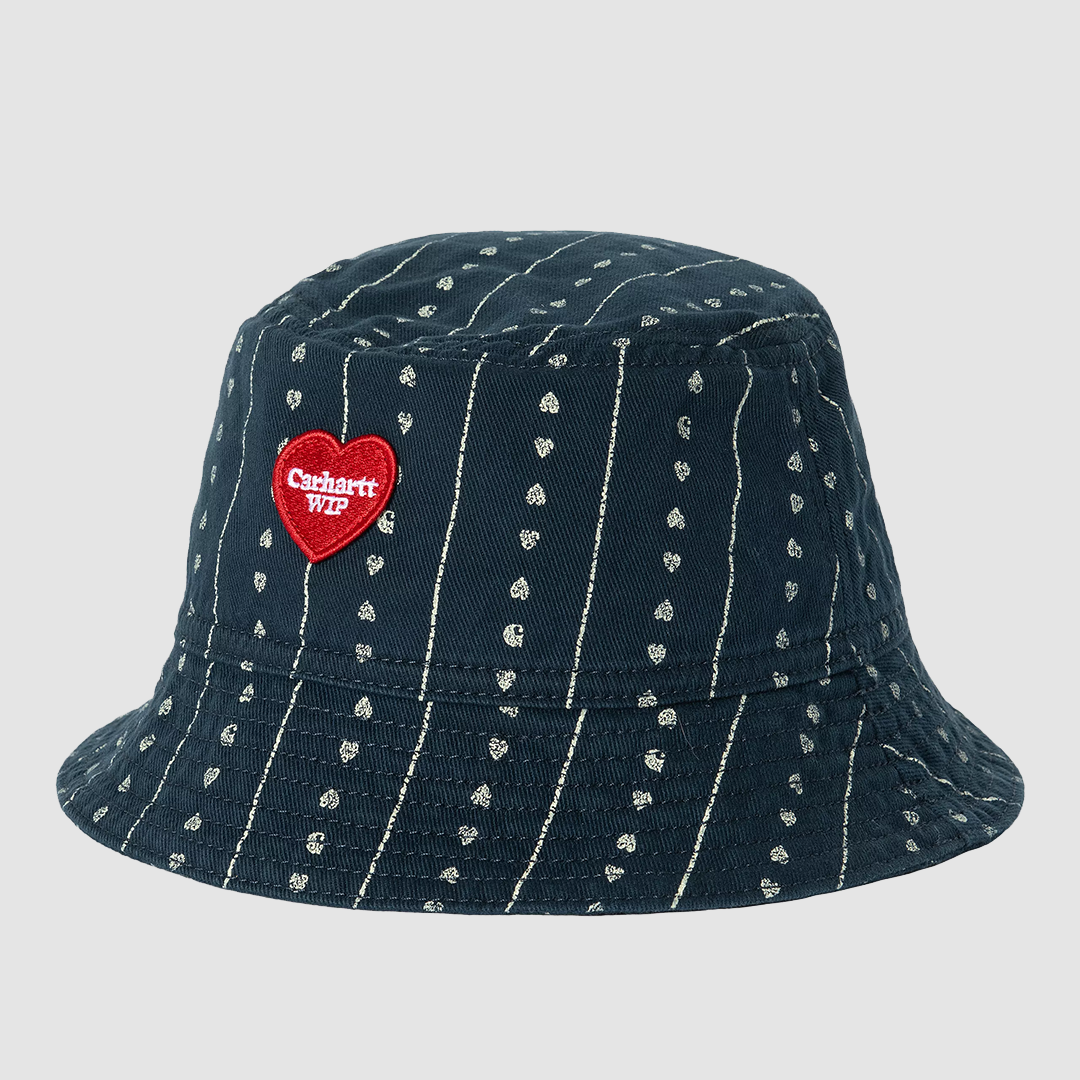 Drewe Bucket Hat Heart C Pinstripe Ink / Natural Rinsed