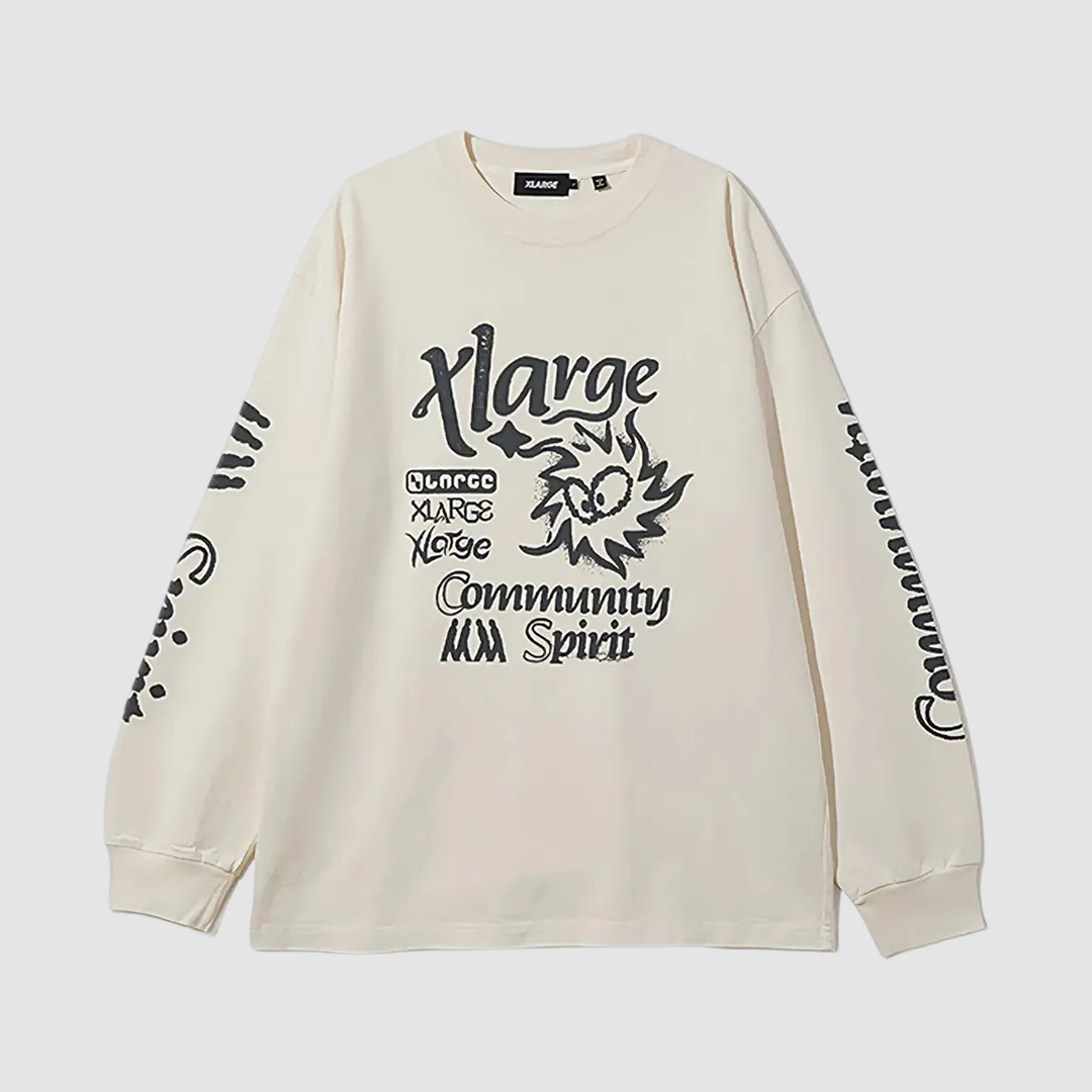 Pigment Dyed Community Spirit L/S T-Shirt Off Wite