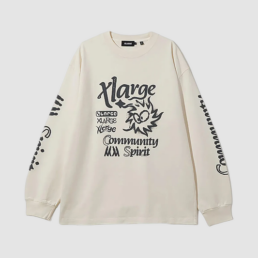 Pigment Dyed Community Spirit L/S T-Shirt Off Wite