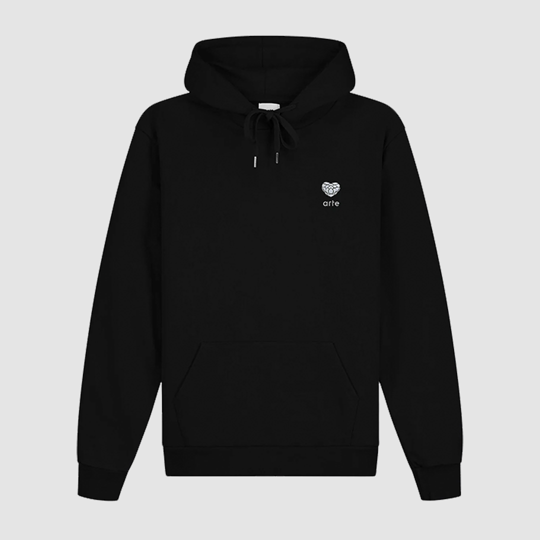 Heart Flower Hoodie Black