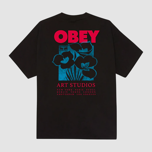 Obey Art Studio Flowers T-Shirt Digital Black