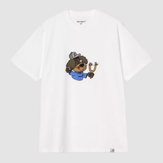 S/S Slingshot T-Shirt White heavy enzyme wash