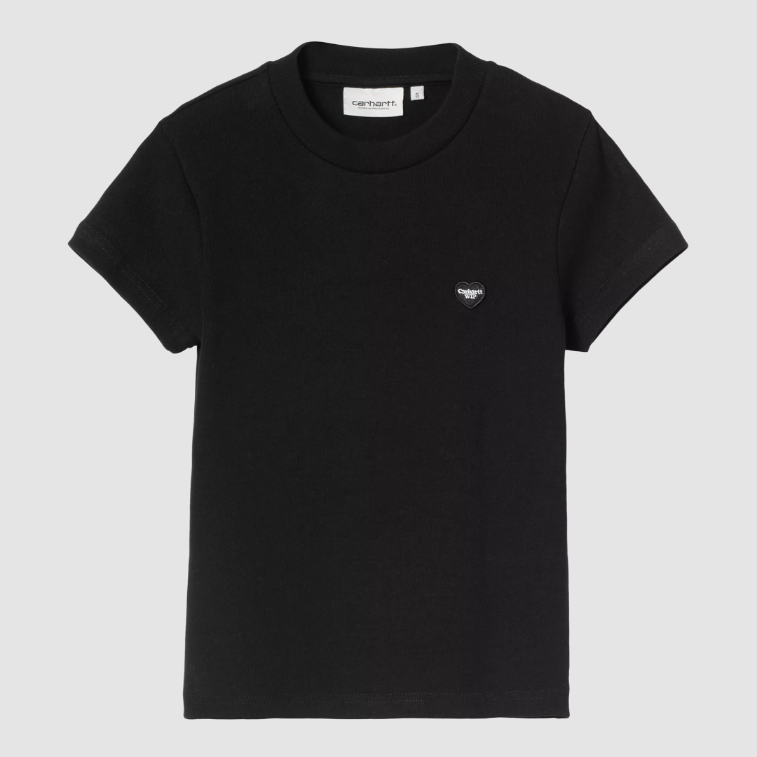 W' S/S Small Heart Patch T-Shirt Black / Black