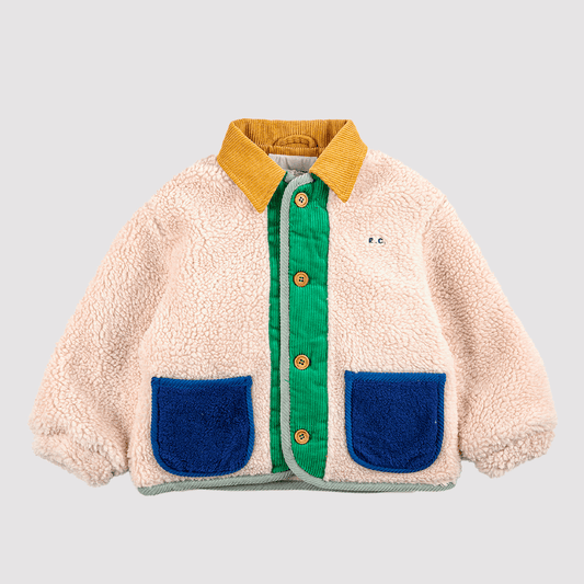 Color Block Sheepskin Jacket