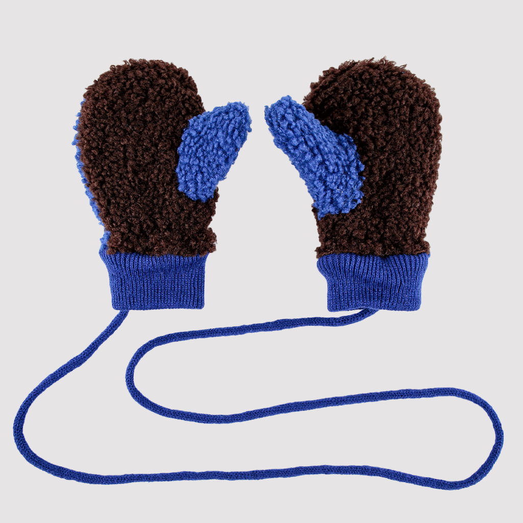 B.C. Color Block Blue Sheepskin Gloves