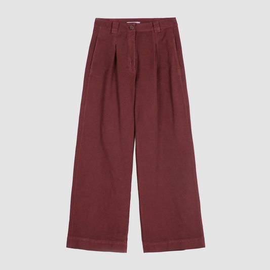 Pleated Twill Wide-Leg Pants