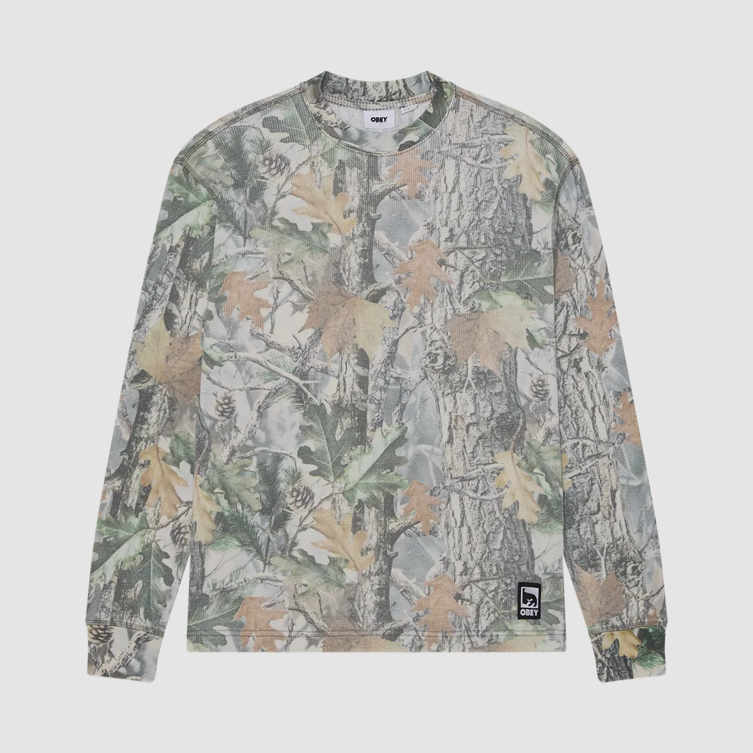Obey Post Thermal T-Shirt Dusty Vintage Wood Camo