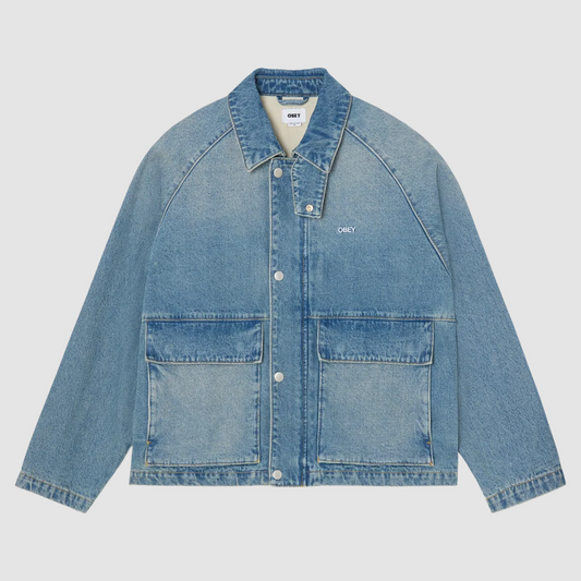 Obey Caden Denim Work Jacket Heavy Vintage Indigo