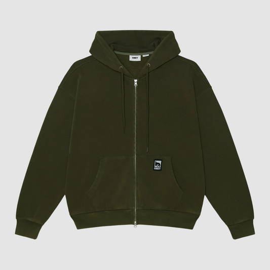 Obey Post Zip Hood Dusty Black Olive