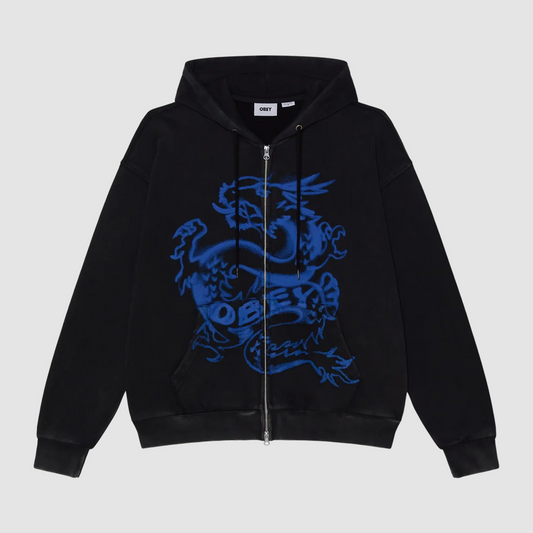 Obey Draco Zip Hood Dusty Black Limo