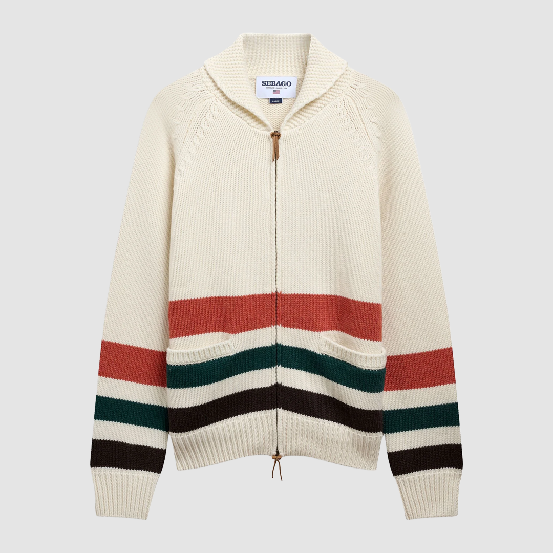 Dyer Bay Cardigan White Natural / Brown / Green