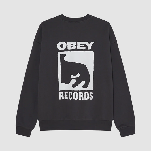Obey Records Extra Heavy Crew Vintage Black