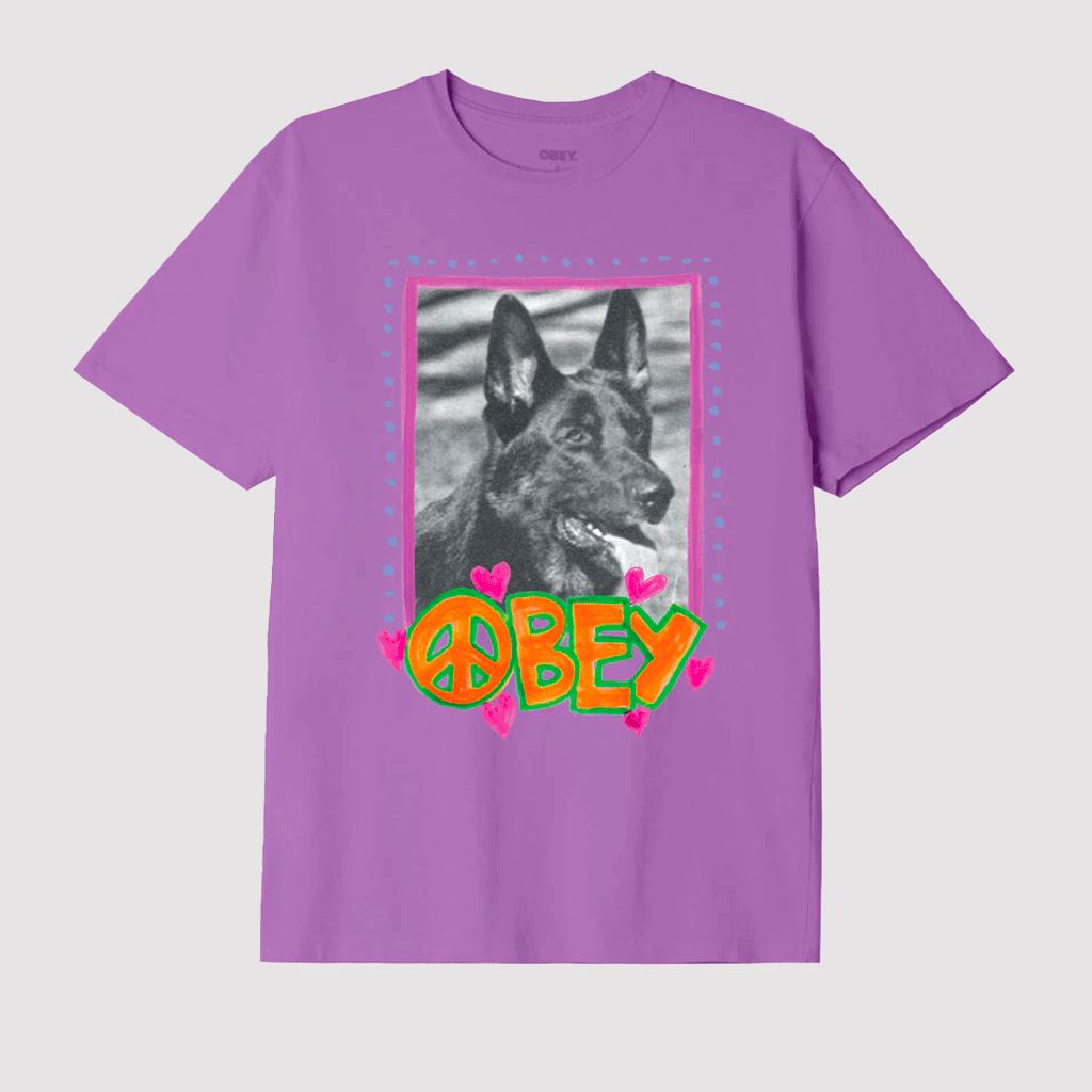 Obey Love Dog T-Shirt Mulberry Purple