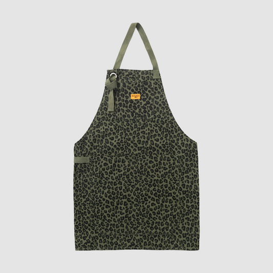 Patterned Apron Green Leopard