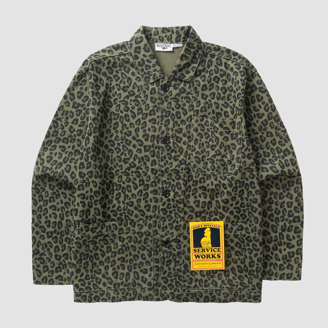Patterned Easy Chef Shirt Green Leopard