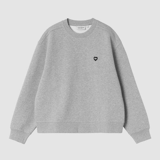 W' Small Heart Patch Sweat Grey Heather / Black