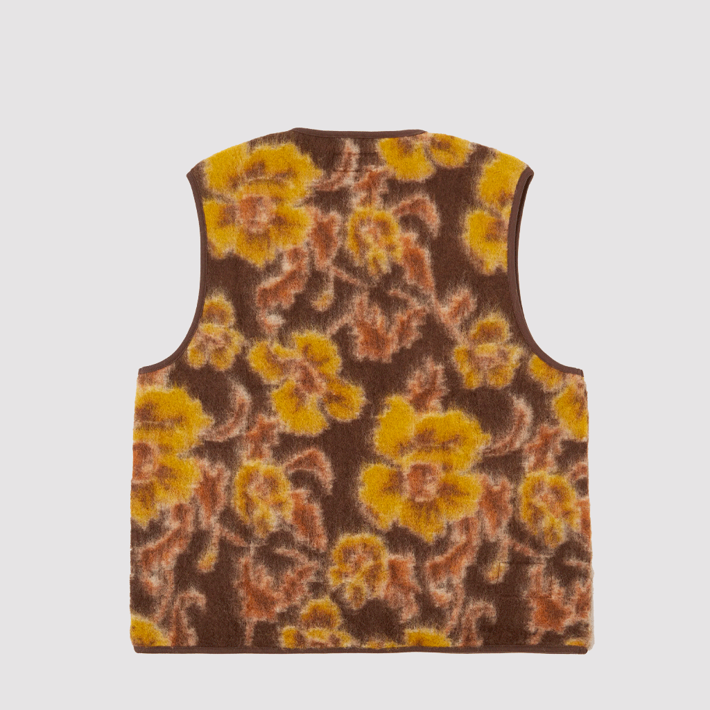 Zip Gilet Flower Brown