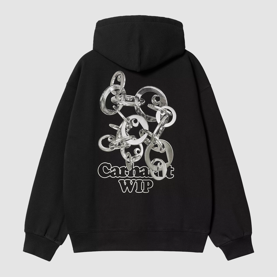 Hooded Charm Link Sweat Black / Silver Stone Washed