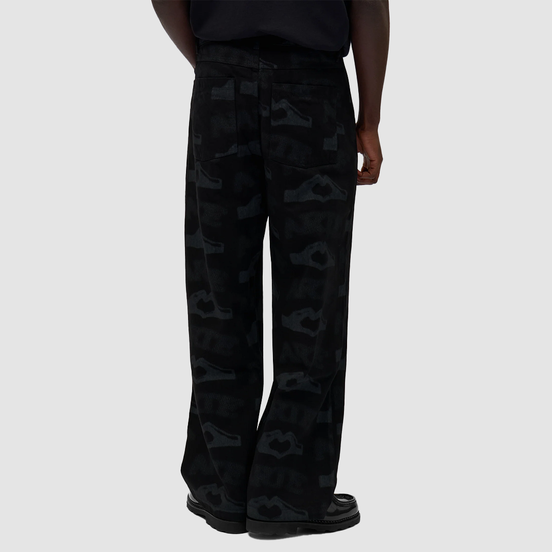 Heart Printed Pants Black