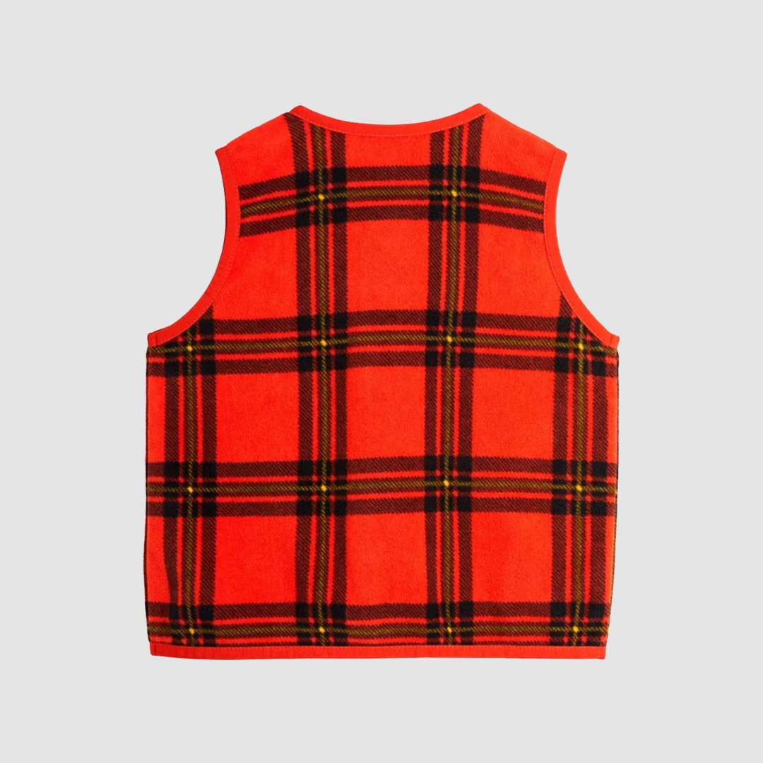 Check AOP Fleece Vest Red