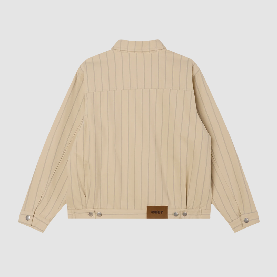 Obey Stripe Zip Up Jacket Pelican Multi