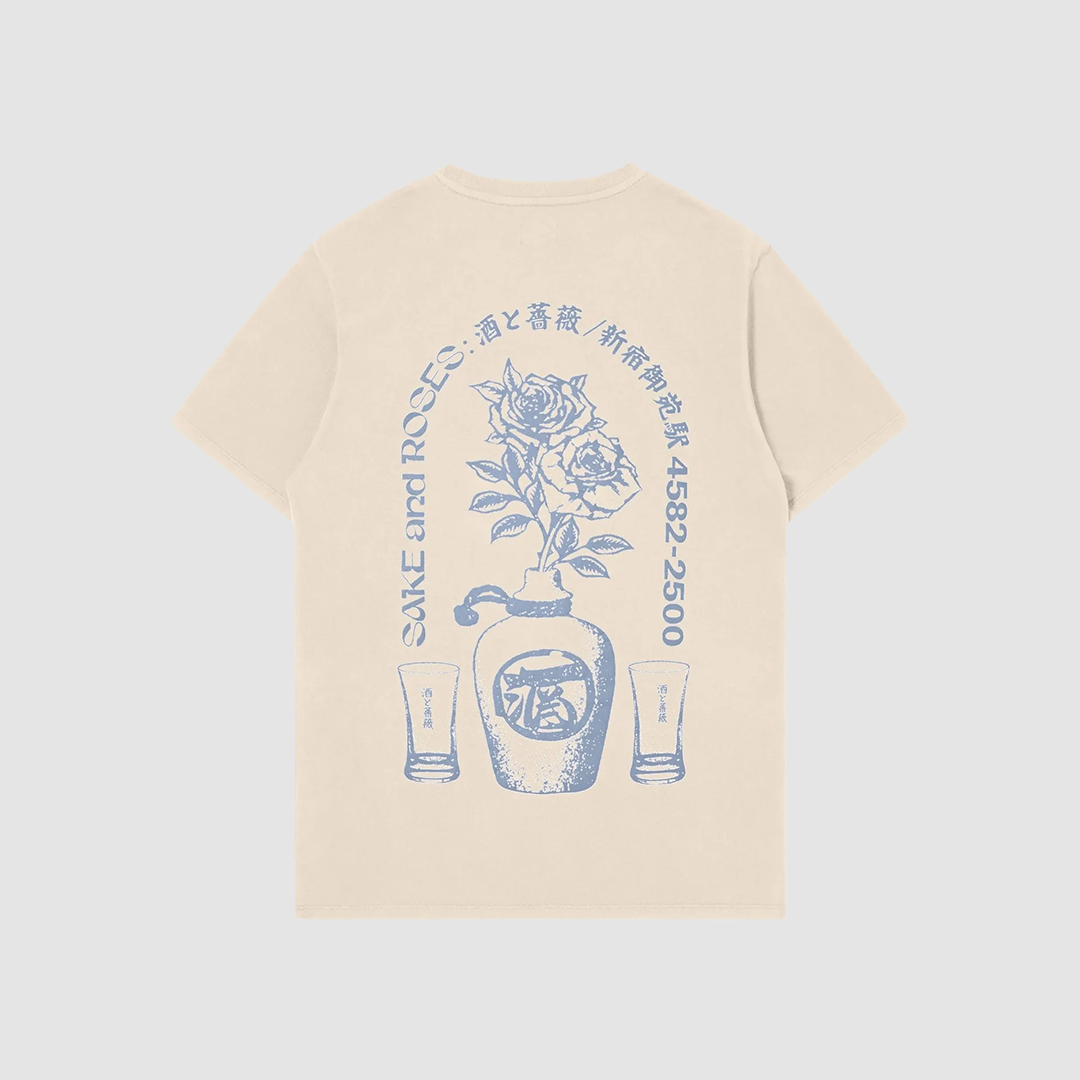 Sake and Roses T-Shirt Whitecap Gray Garment Washed