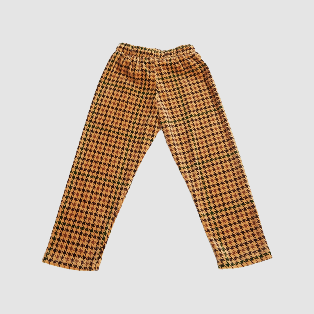 Dog Houndstooth AOP Velour Trousers Beige