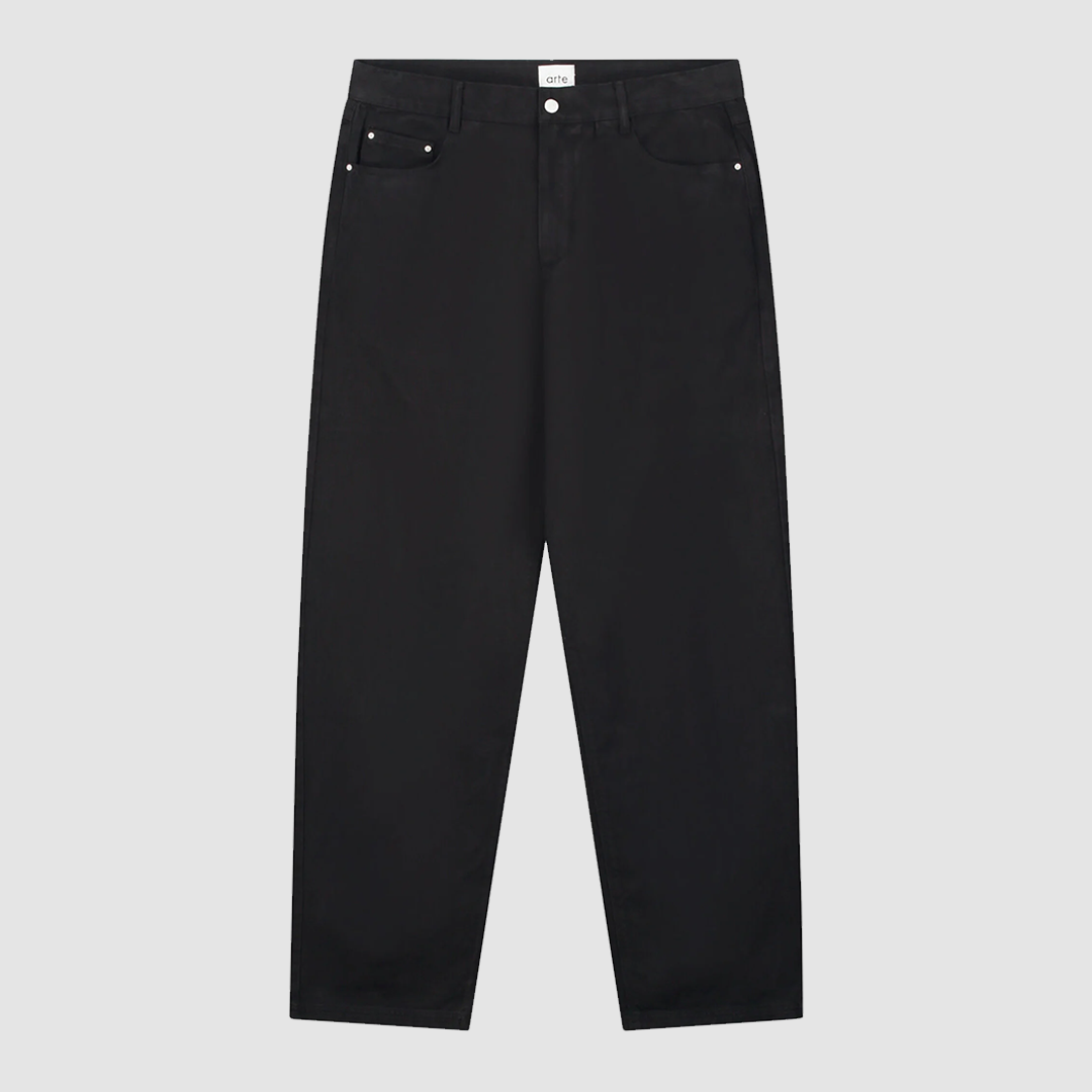 Embroidery Pocket Pants Black