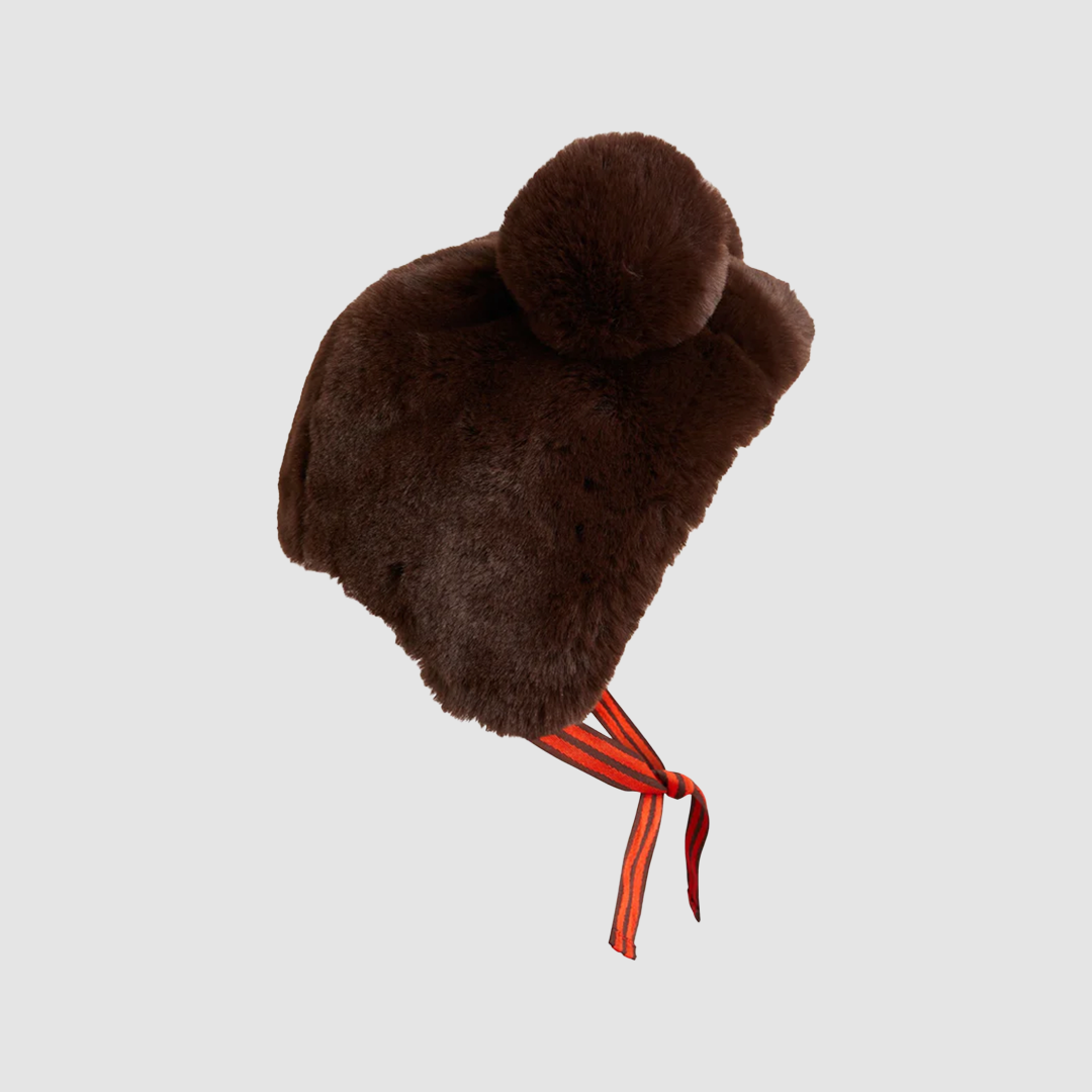 Faux Fur Ear Hat Brown