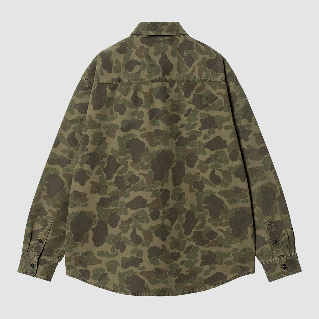 L/S Duck Shirt Camo Green / Office Green Garment Dyed