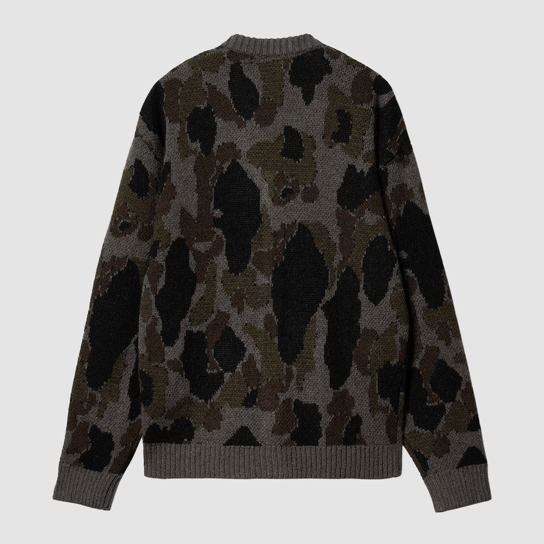 Merton Cardigan Camo Duck Jacquard Grey