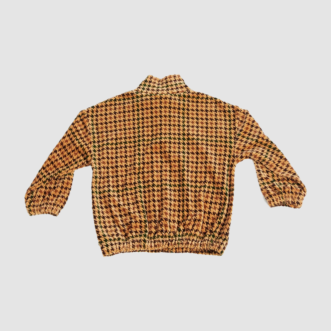 Dog Houndstooth AOP Velour Halfzip Sweat Beige