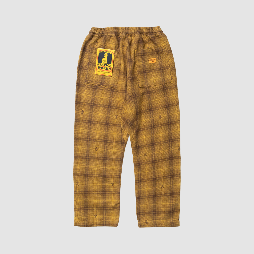Thistle Plaid Chef Pants Ochre