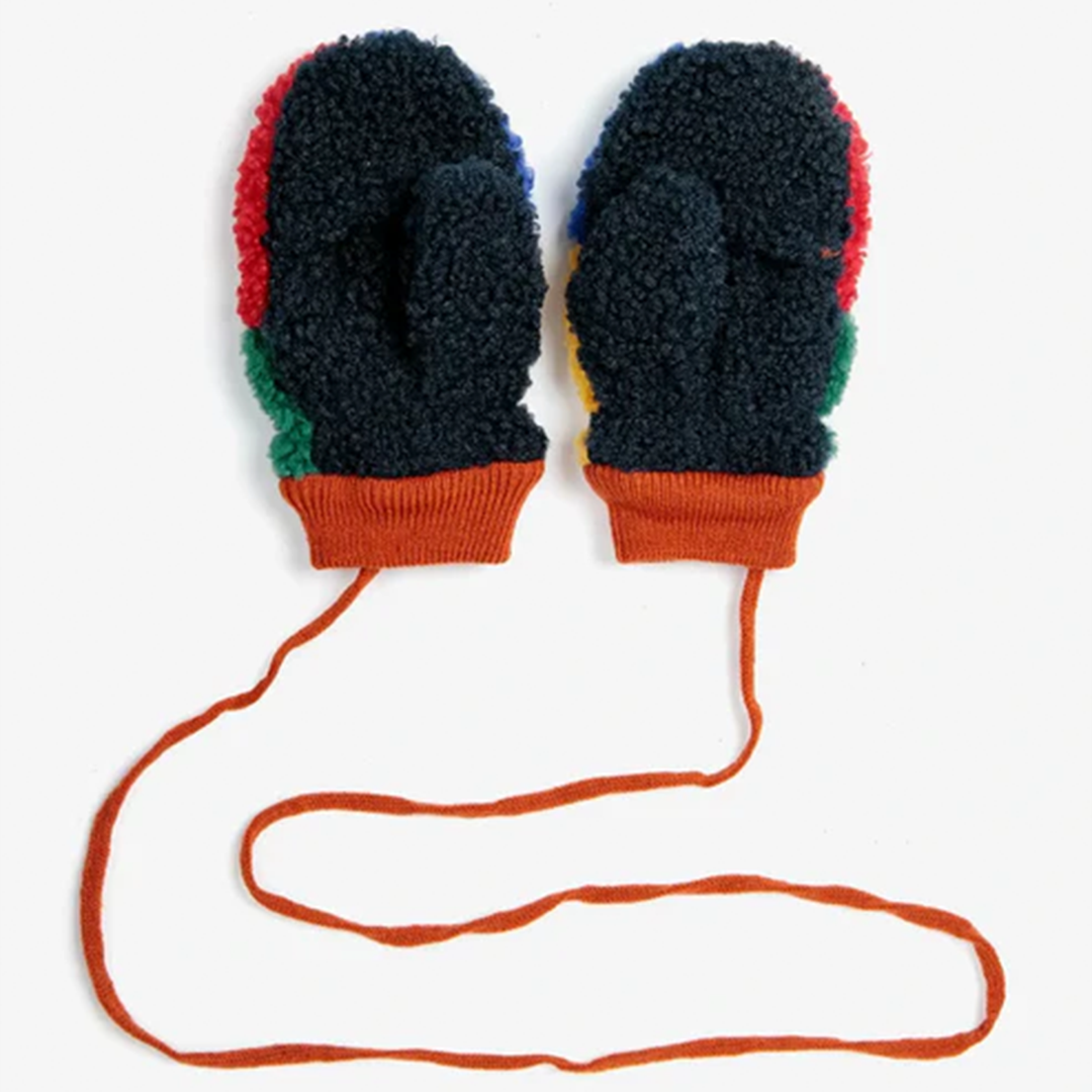 Baby Color Block Sheepskin Mittens