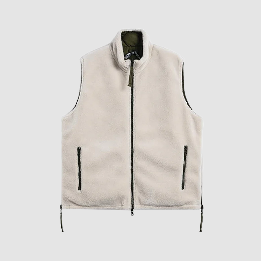 Military Reversible Hi Neck Down Vest D. Olive / Cream