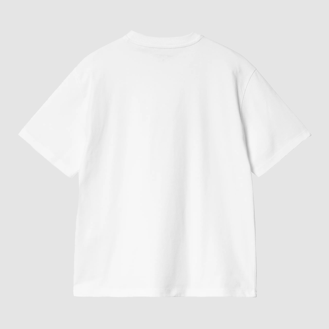 W' S/S River Script T-Shirt White / Silver