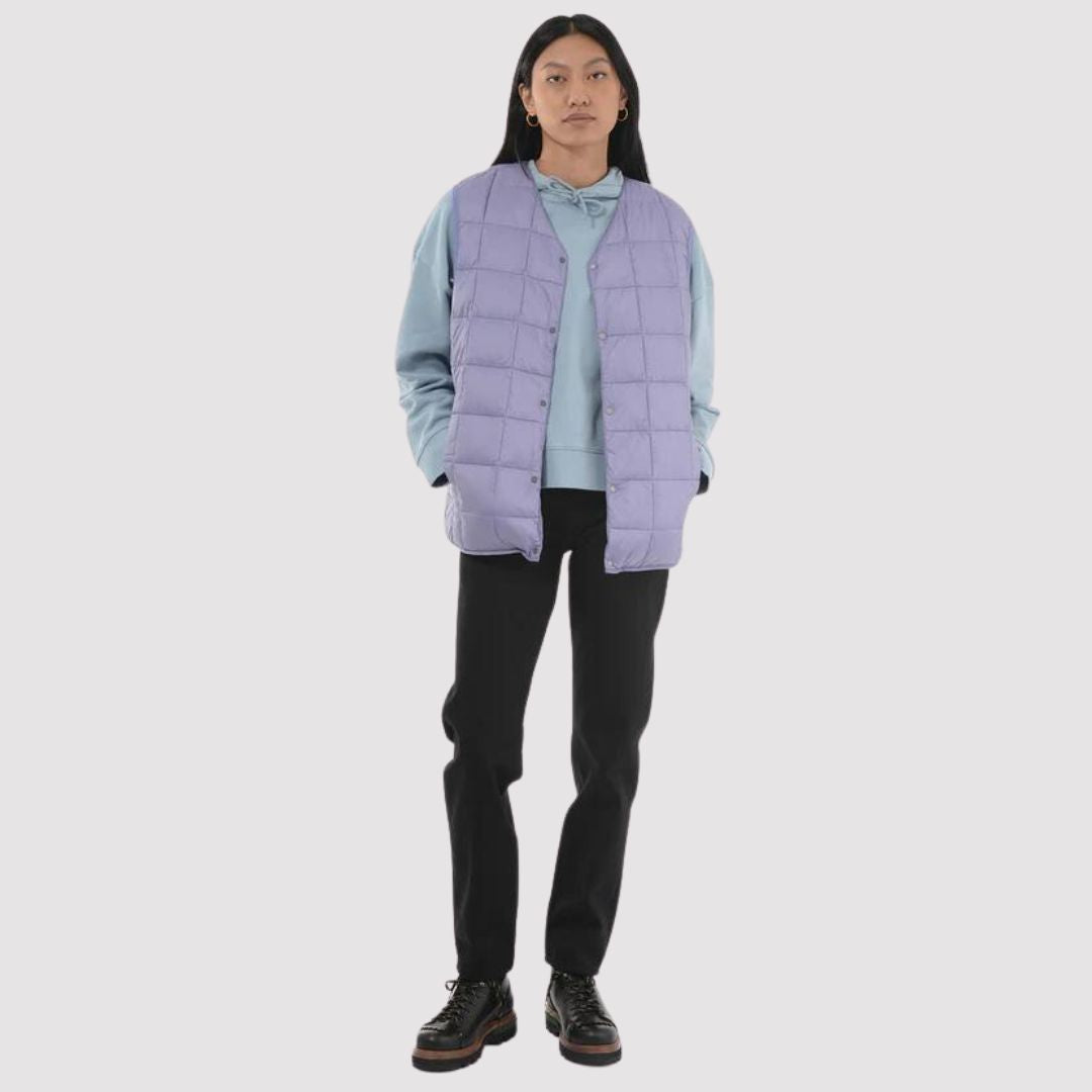 V-Neck Down Vest Lavender