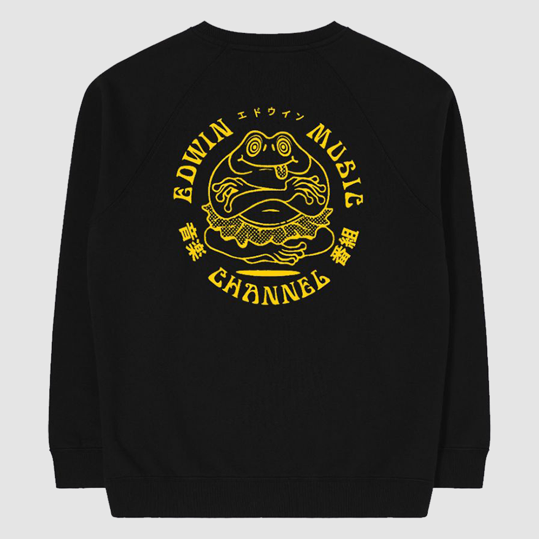 Edwin Music Channel Sweat Black Garment Washed