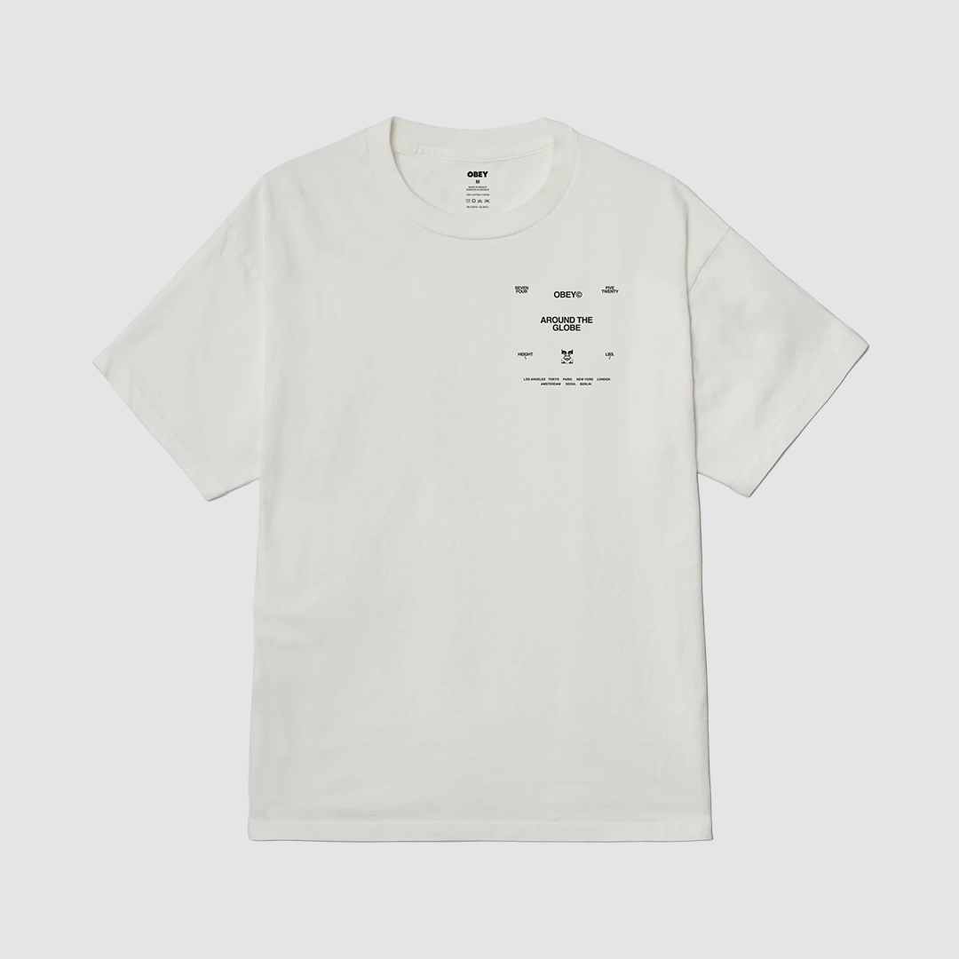 Obey Around The Globe  T-Shirt Pigment Vintage White