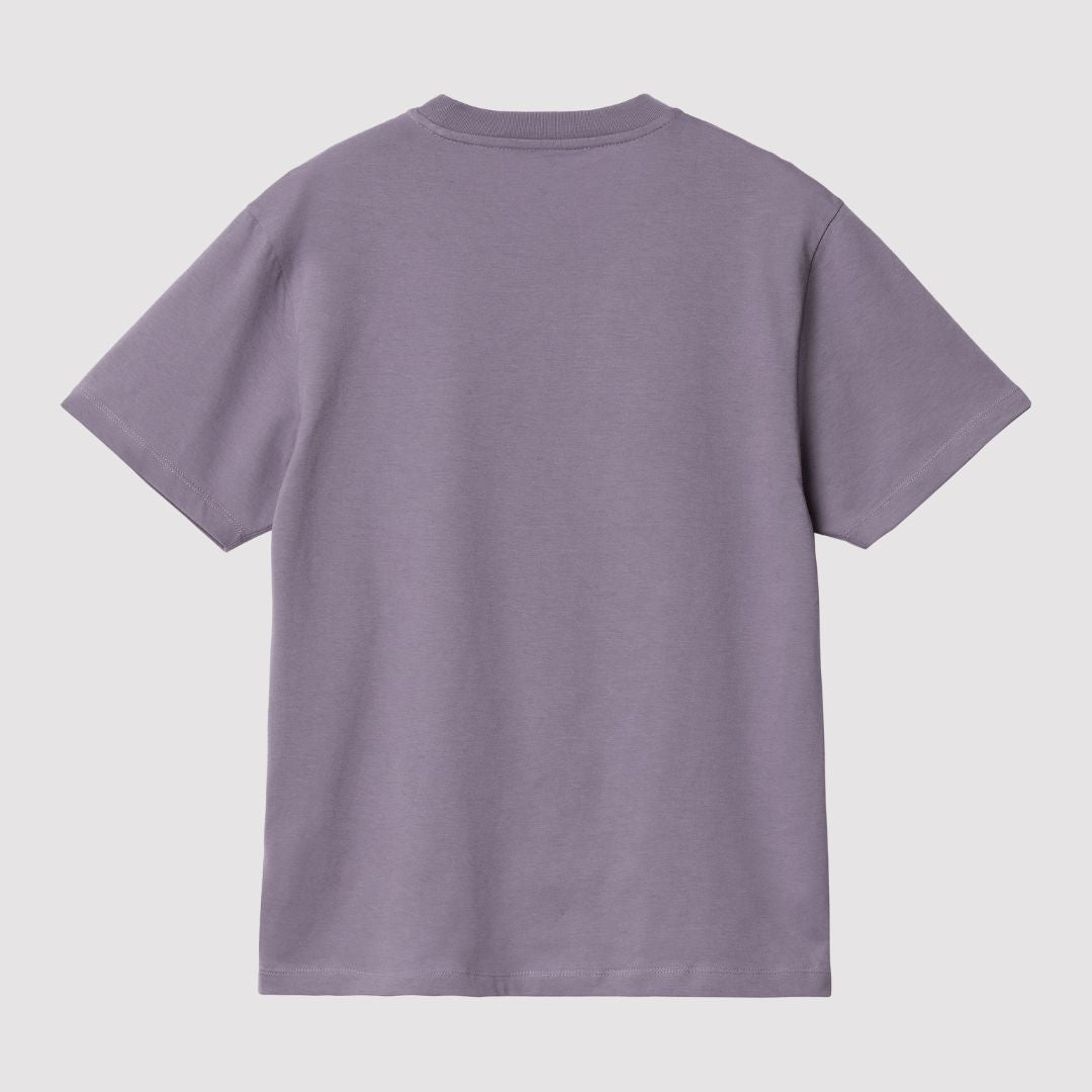 W' S/S Script Embroidery T-Shirt Glassy Purple / Black